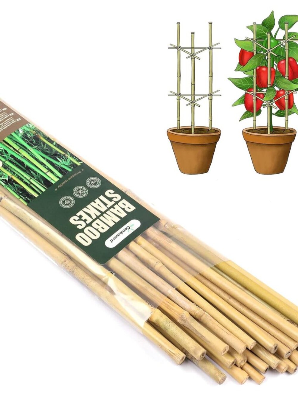 Bamboo Garden Stakes 3 Feet, 25 Pack Bamboo Sticks for Plants